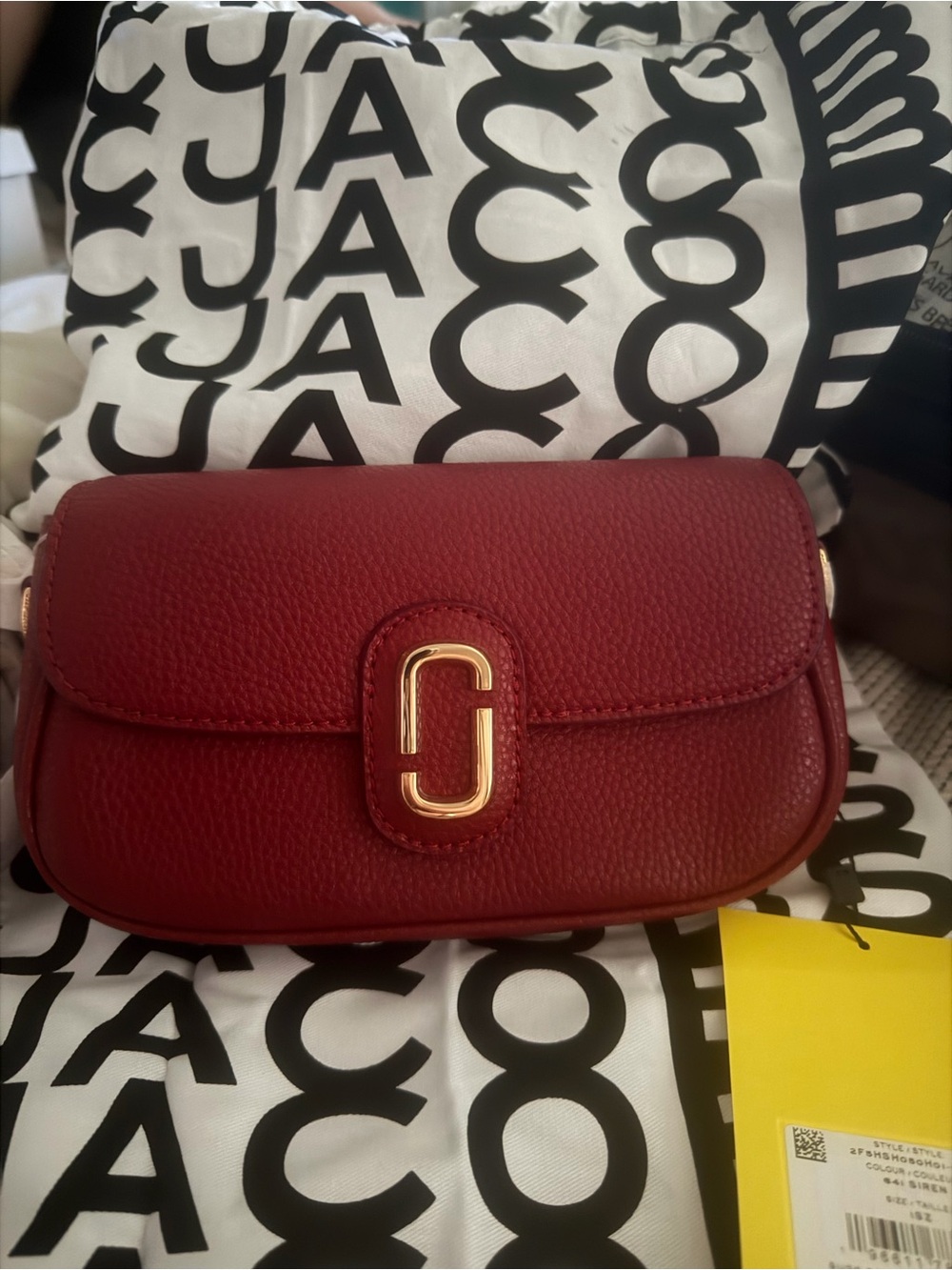 Marc Jacobs Small Burgundy Pebbled Leather Crossbody with Gold Hardware